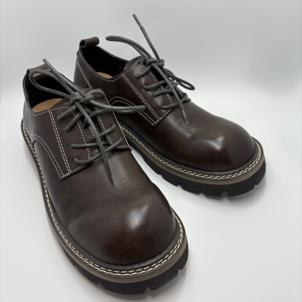 一穿就愛上｜復古棕色真皮厚底小皮鞋｜英倫感滿滿｜39/24.5-細節圖5