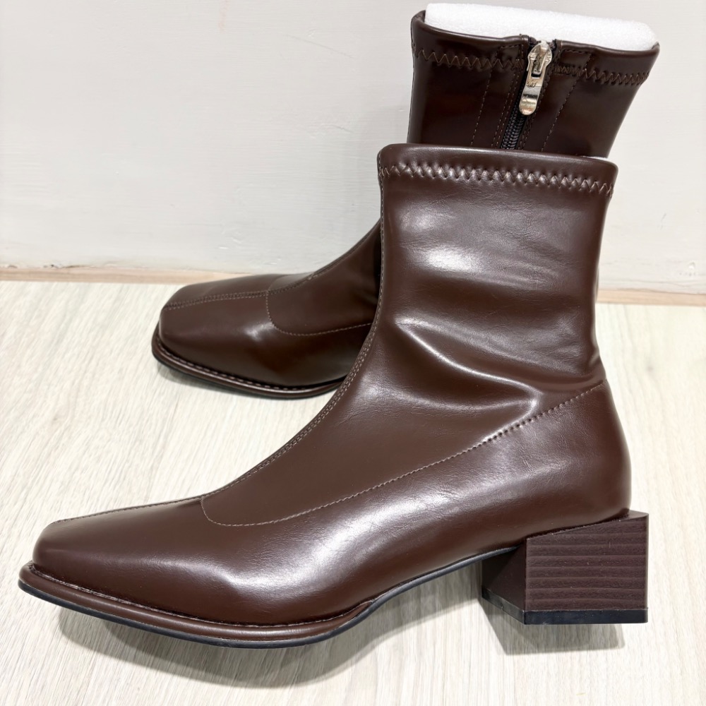 顯瘦爆款！質感棕色方頭加絨瘦瘦靴｜39/24.5-細節圖8