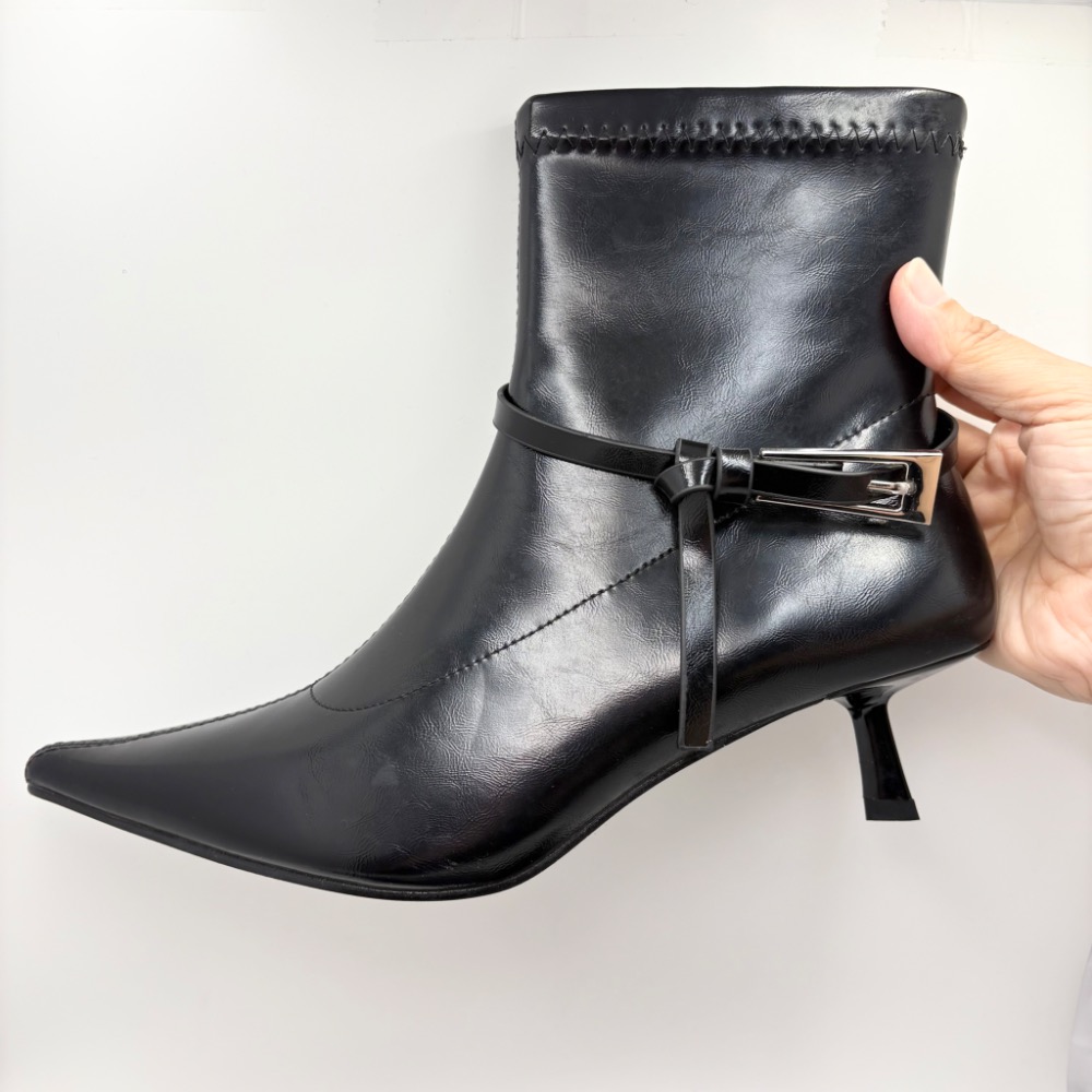 法式顯瘦氣質黑靴✨5cm細跟＋尖頭拉長腿！一穿就變高級39/24.5-細節圖9