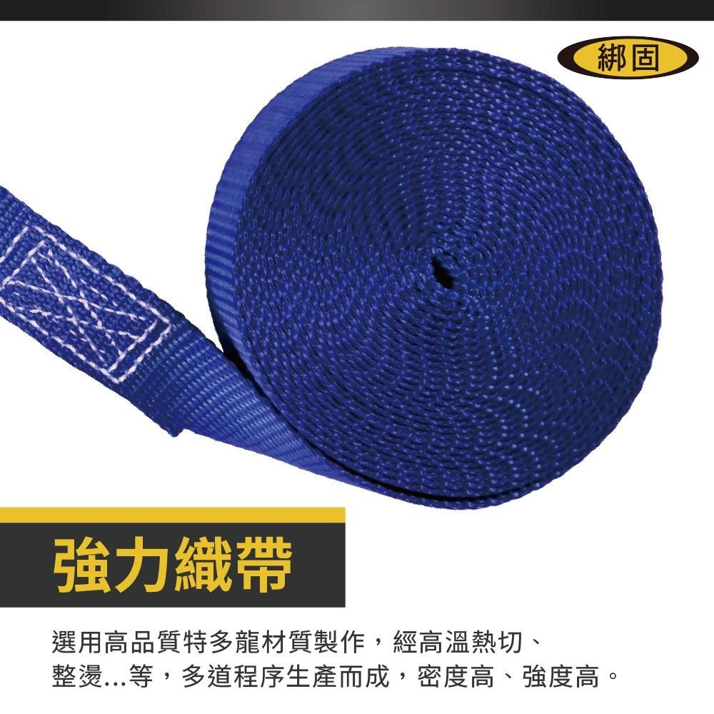 【綁固 Bon Strap】1.2噸 5M(無鉤子) 捆綁器 綑綁器 手拉器 貨車綑綁帶 外箱綑綁 布猴 1＂ 棘輪綁帶-細節圖2