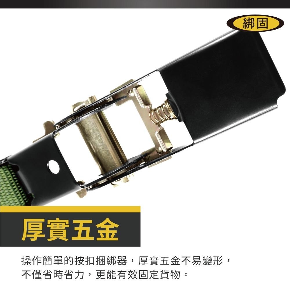 【綁固 Bon Strap】0.8噸 5米 捆綁器+雙J鉤 綑綁器 手拉器 貨車綑綁帶 外箱綑綁帶 布猴 1＂ 棘輪綁帶-細節圖4