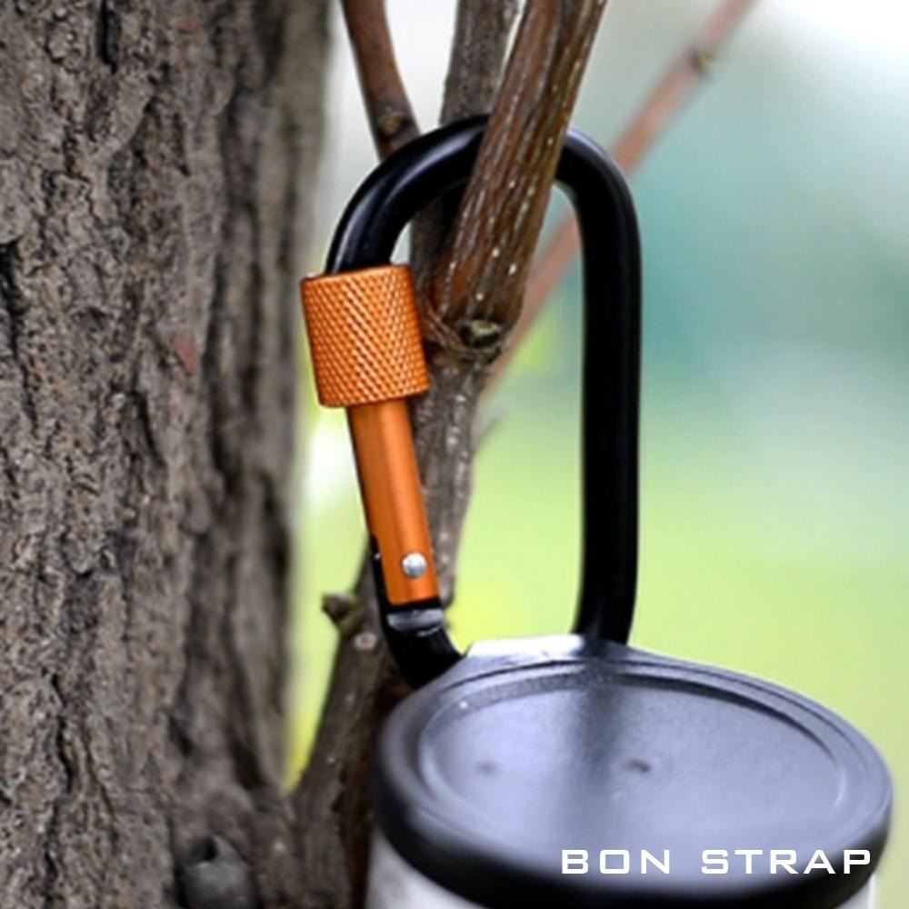 【綁固 Bon Strap】7.5cm D型鋁合金帶鎖登山扣 登山扣 水瓶扣 D型扣 掛扣 露營 吊環 安全扣 帶鎖D扣-細節圖3