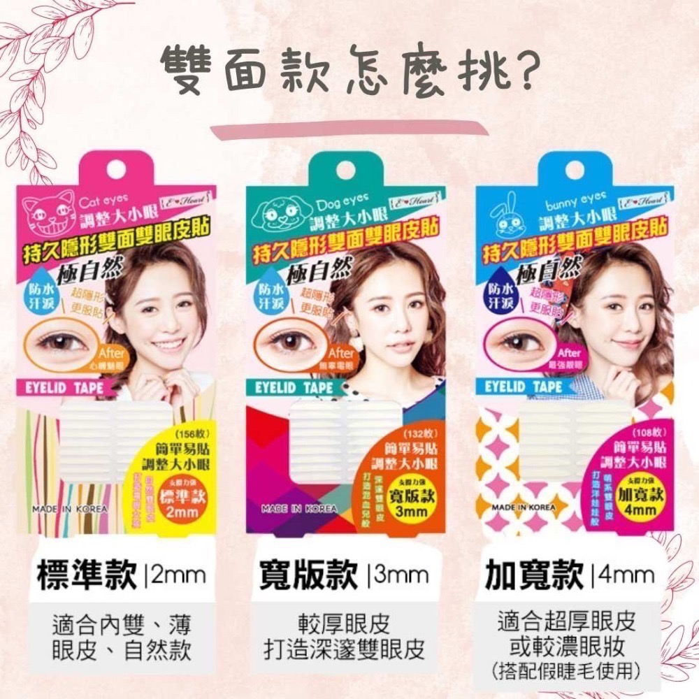 E Heart 持久隱形雙面雙眼皮貼 多件優惠 標準 單面 寬版 加寬 紀卜心 雙眼皮貼 持久隱形-細節圖3