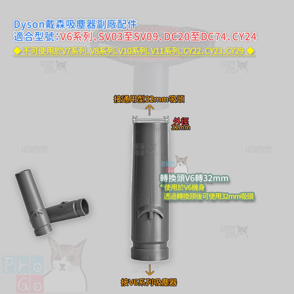 【ProGo】 dyson V6轉32mm轉接頭 32mm 戴森 吸塵器吸頭 SV03 DC36 DC34 SV09-細節圖2