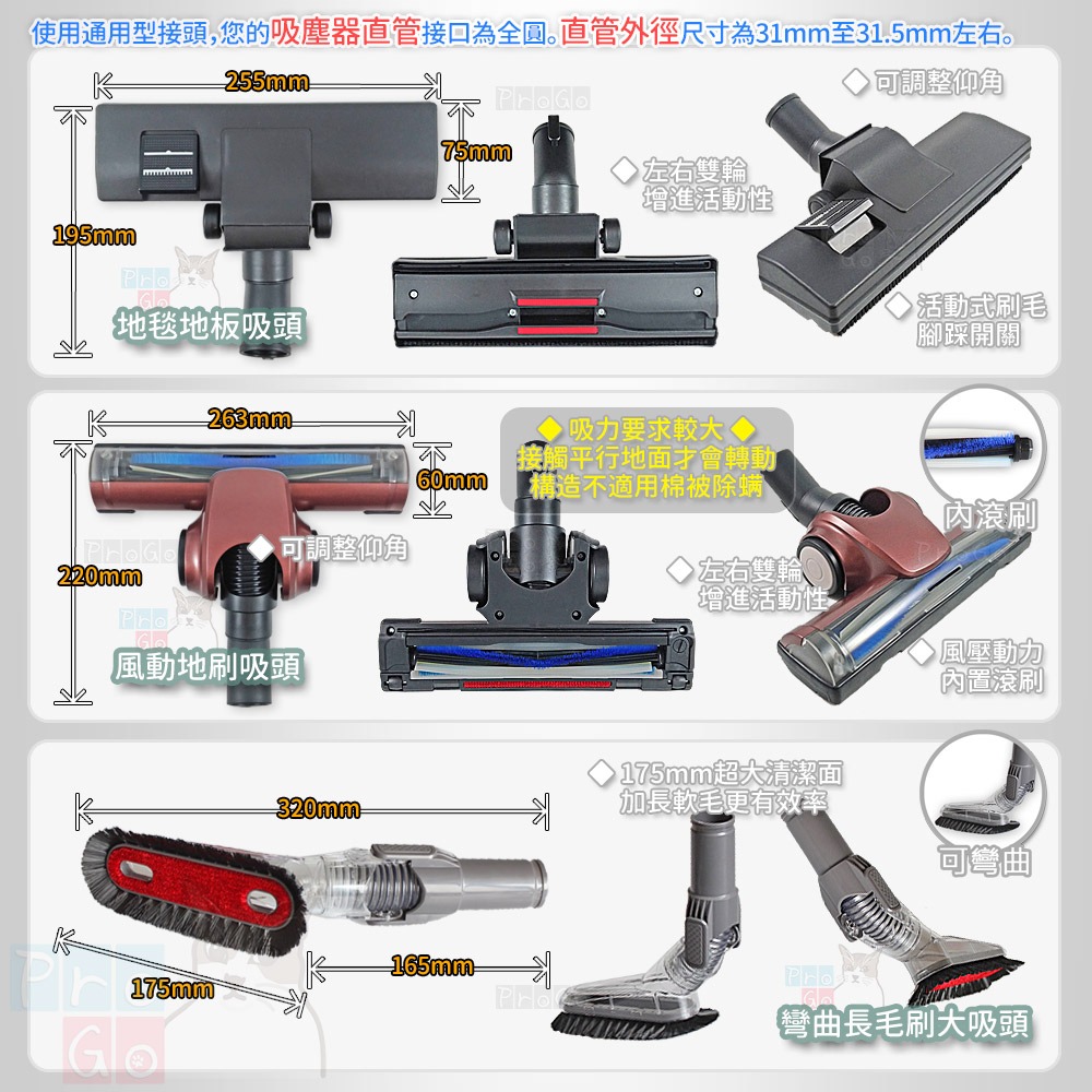 【ProGo】 吸塵器吸頭 吸塵器轉換頭 日立 吸塵器 除蟎吸頭 國際 車用 沙發 大掃除 地板 吸水 CV-AM14-細節圖7