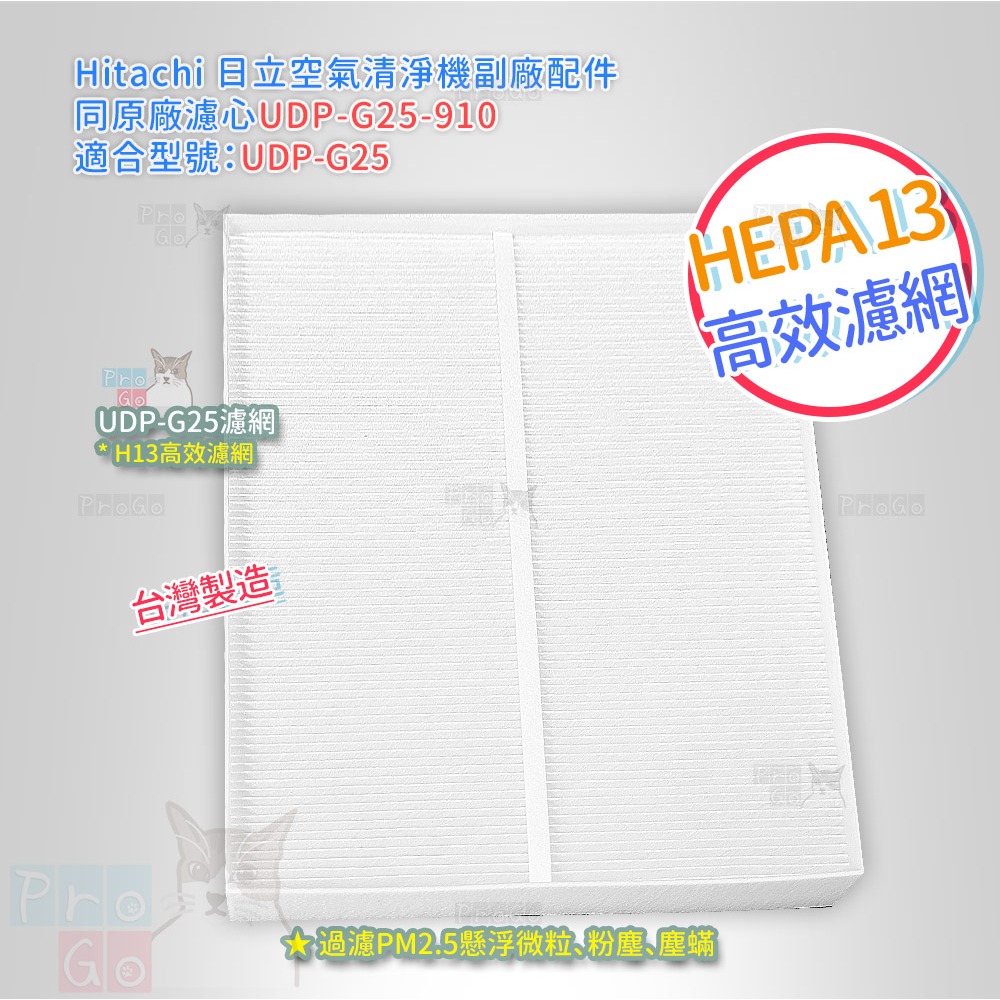 【ProGo】 Hitachi 日立 UDP-G25 空氣清淨機 HEPA H13 濾網 濾心 UDP-G25-910-細節圖2