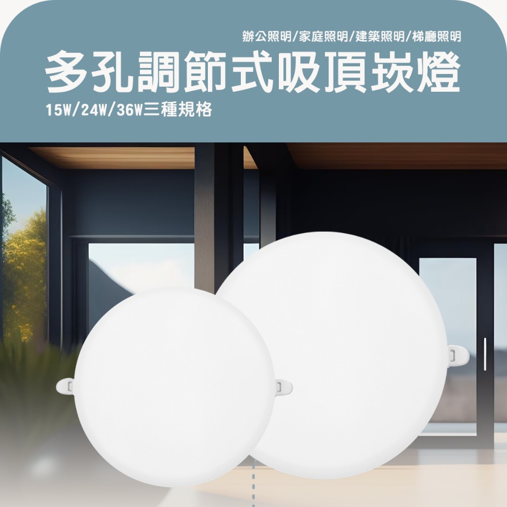 〖小燕子〗含稅 LED 多孔調節式吸頂崁燈 15W / 24W / 36W 開口最小6公分~20公分光彩 三種色溫-細節圖2