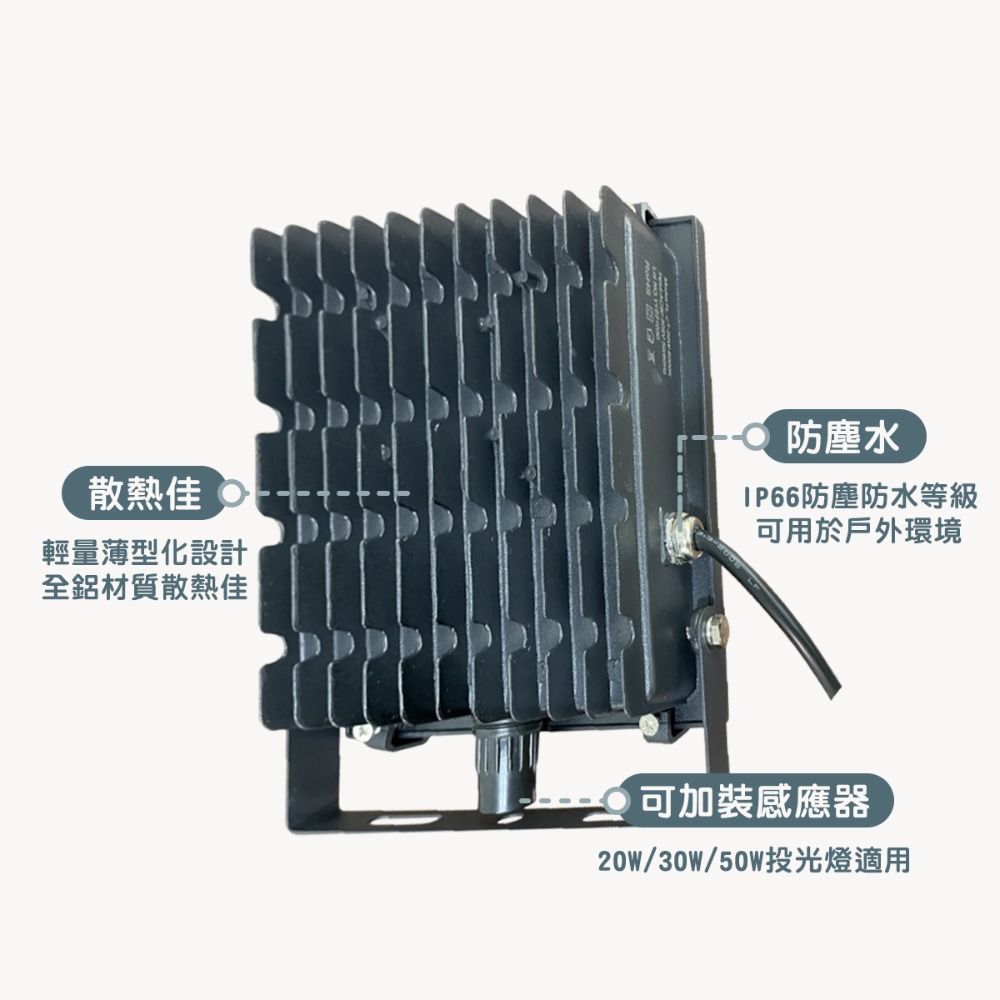 〖小燕子〗★含稅LED 防水IP66 投光燈 20W/30W/50W 探照燈 投射燈 可另購加裝感應器 全電壓★光彩-細節圖5