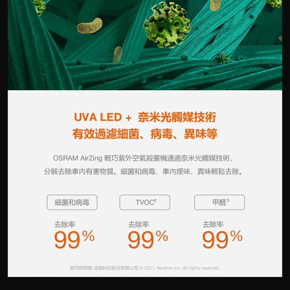 〖歐司朗〗💡含稅★輕巧紫外空氣殺菌機 2.5W USB充電 磁吸固定座 去除異味 光彩-細節圖7