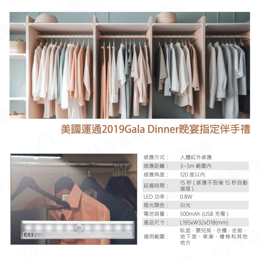 〖歐司朗〗💡含稅 ★磁吸式智能感應燈 0.8W 白光 3-5米感應距離 180度感應角度-細節圖4