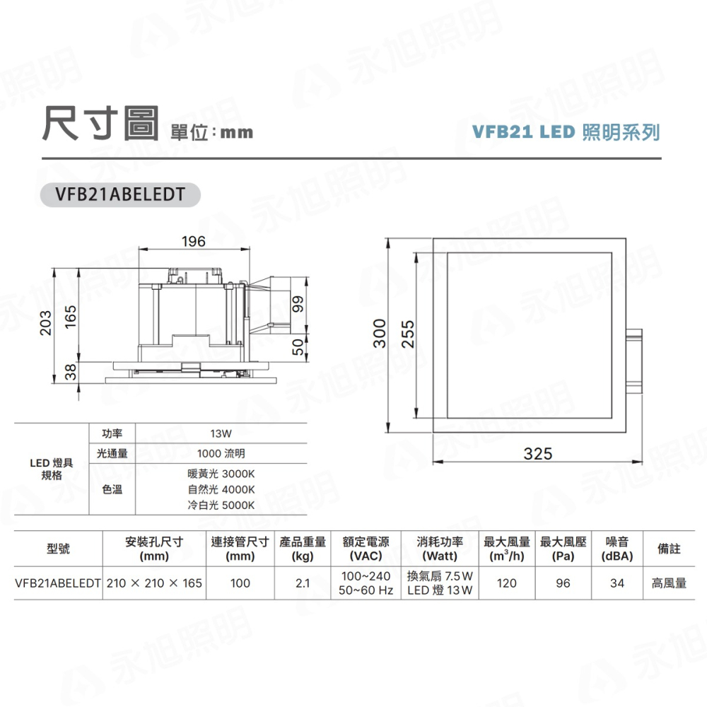 〖台達〗★含稅 安裝孔21 帶燈型DC直流節能換氣扇 多重安全設計、低噪音 全電壓 ★3年保固VFB21ABELEDT-細節圖2