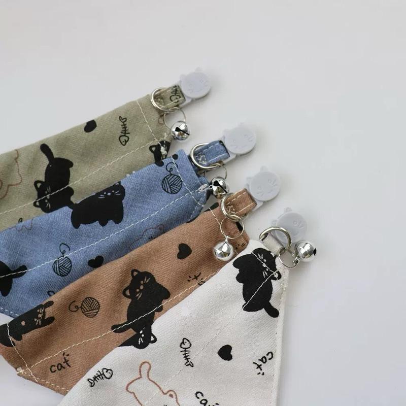 寵愛毛宅 寵物三角金 可愛鈴鐺卡通三角金 貓咪項圈 貓咪三角巾 幼犬項圈 小型犬三角巾-細節圖3