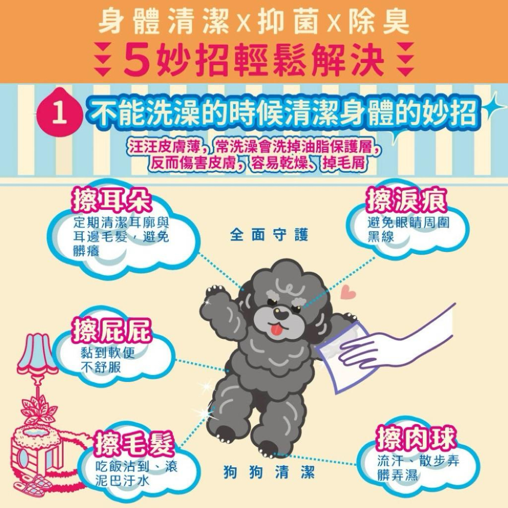 ODOUT 臭味滾 汪汪專用濕紙巾 寵物濕紙巾 狗狗濕紙巾 臭味滾濕紙巾 狗濕紙巾 動物濕紙巾 除臭抗菌-細節圖4