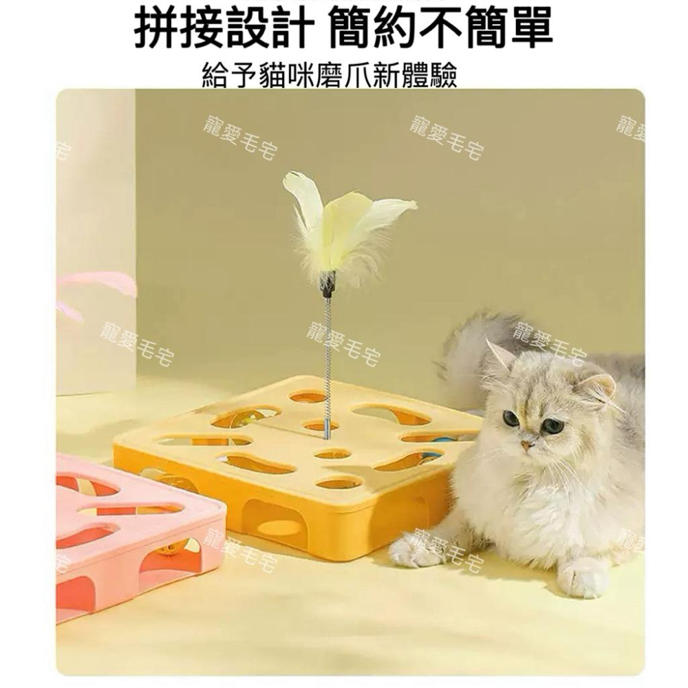 寵愛毛宅 貓咪玩具 逗貓玩具 貓咪自嗨解悶玩具 羽毛鈴鐺逗貓玩具 益智貓咪迷宮玩具-細節圖2