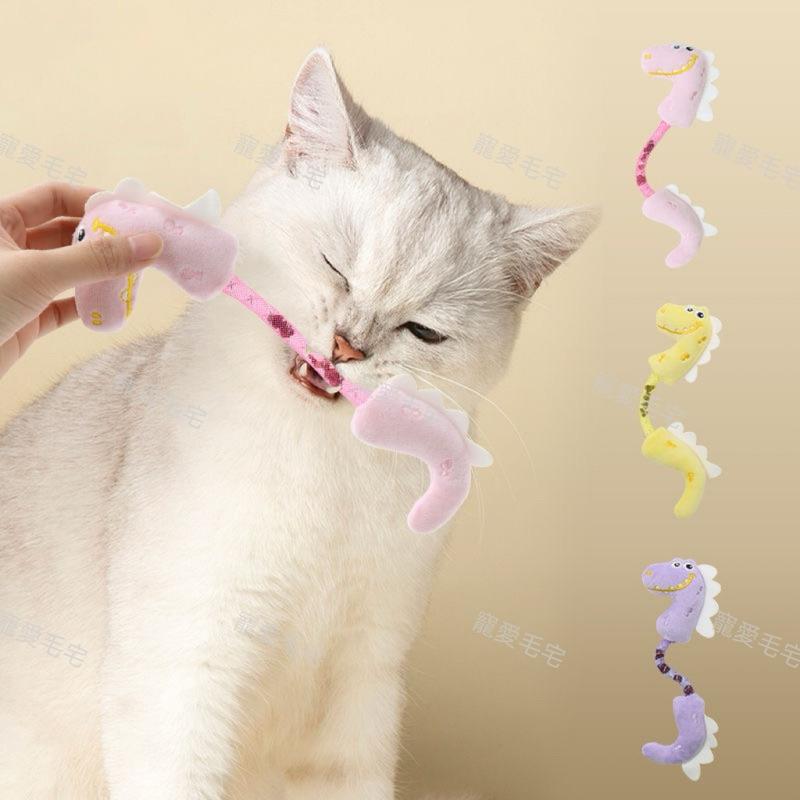 寵愛毛宅 貓咪玩具 寵物玩具 蟲癭果耐咬娃娃 貓玩具 彈簧小恐龍 蟲癭果 寵物磨牙 耐咬 寵物毛絨玩具 貓咪自嗨玩具-細節圖3