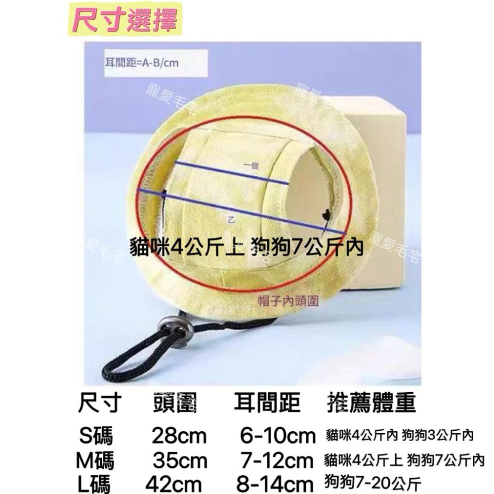 寵愛毛宅 寵物帽子 貓咪帽子 狗狗帽子 寵物夏天防曬帽 寵物遮陽帽 貓咪戶外帽 狗狗戶外漁夫帽-細節圖6