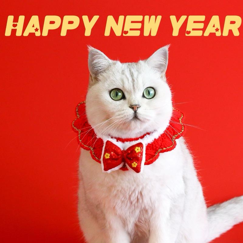 寵愛毛宅 寵物新年項圈 寵物過年項圈 寵物新年蝴蝶結項圈 貓咪新年項圈 狗狗新年項圈 貓狗過年蝴蝶結項圈-細節圖4