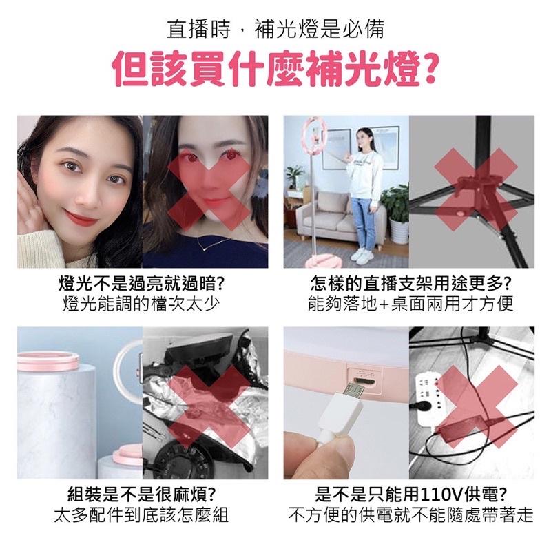 ［BJ商城］360度旋轉補光燈 三色調光 直播補光燈 LED環形燈 網美燈 自拍打光燈 主播燈 美顏嫩膚柔光燈 美光燈-細節圖3