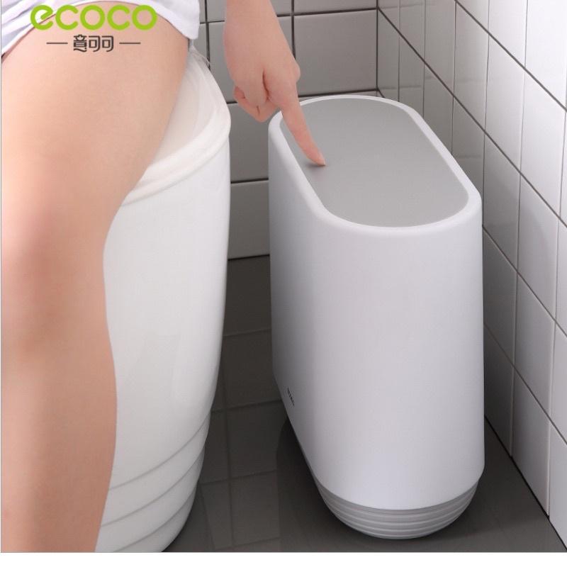 [BJ商城］台灣現貨🇹🇼簡約擠壓式 帶蓋衛生間 垃圾桶 家用 北歐 廁所垃圾筒 窄形紙簍-細節圖3