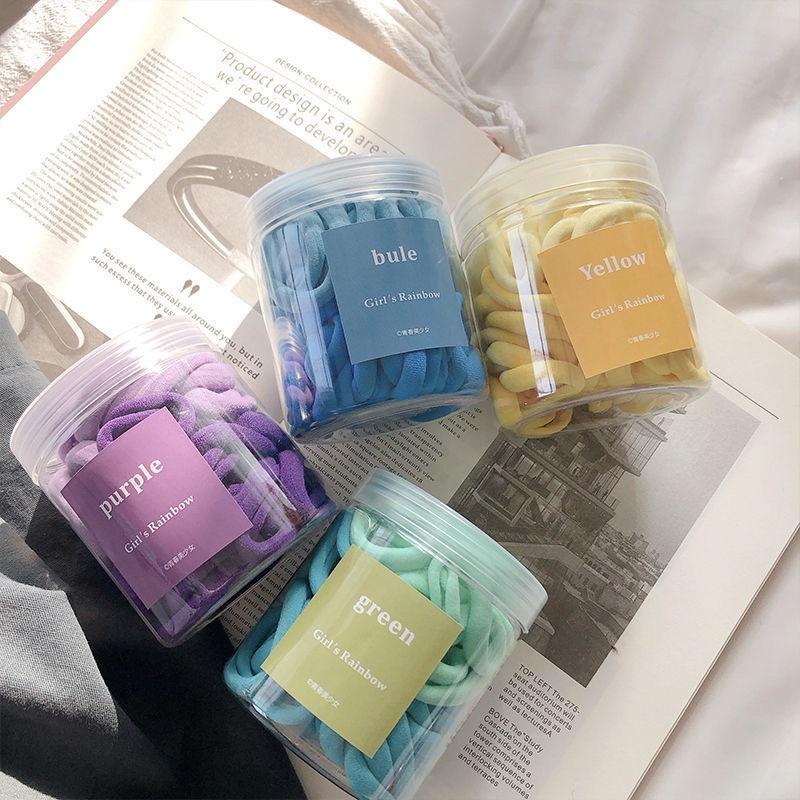 [BJ商城］台灣現貨🇹🇼韓系髮圈50入裝 罐裝髮圈 髮束 綁馬尾 高彈力 髮帶-細節圖2