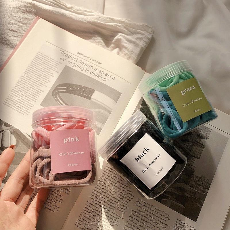 [BJ商城］台灣現貨🇹🇼韓系髮圈50入裝 罐裝髮圈 髮束 綁馬尾 高彈力 髮帶-細節圖3