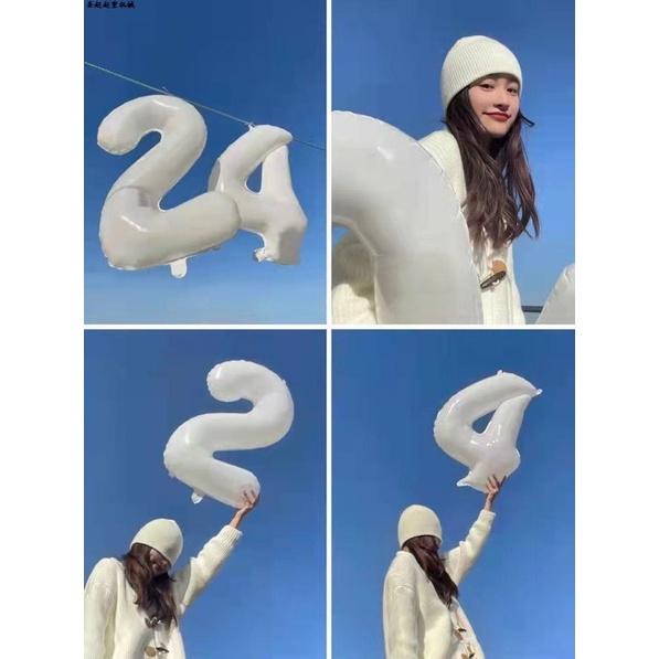 ［BJ商城］【40寸數字氣球】白色 森林系 鋁膜氣球 週歲生日 生日佈置 生日派對 佈置氣球 數字 生日氣球-細節圖4