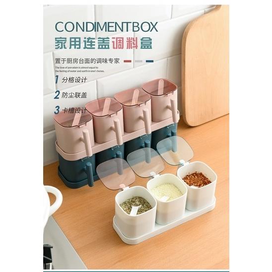 ［BJ商城］台灣現貨🇹🇼 廚房組合調料盒 調料罐 塑料 家用鹽罐調味 收納盒佐料盒 調味瓶套裝-細節圖2