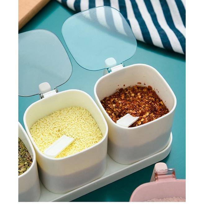 ［BJ商城］台灣現貨🇹🇼 廚房組合調料盒 調料罐 塑料 家用鹽罐調味 收納盒佐料盒 調味瓶套裝-細節圖4