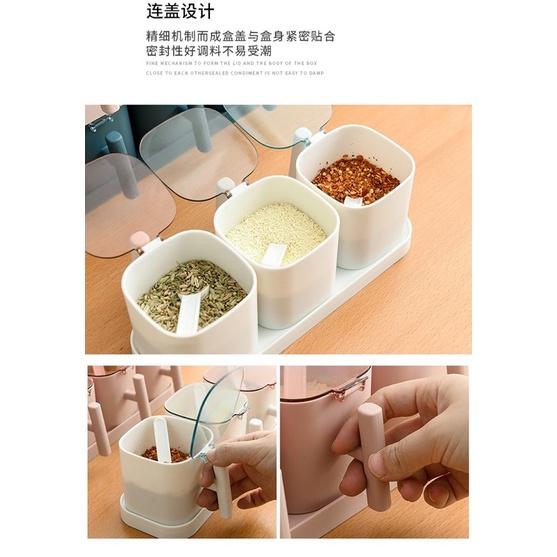 ［BJ商城］台灣現貨🇹🇼 廚房組合調料盒 調料罐 塑料 家用鹽罐調味 收納盒佐料盒 調味瓶套裝-細節圖8