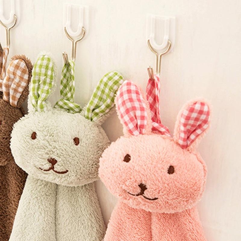 ［BJ商城］現貨🇹🇼 兔子擦手巾 可愛兔子造型珊瑚絨 蝴蝶結 廚房浴室掛式擦手巾可掛式兔子擦手巾 可愛兔子小方巾廚房浴室-細節圖3
