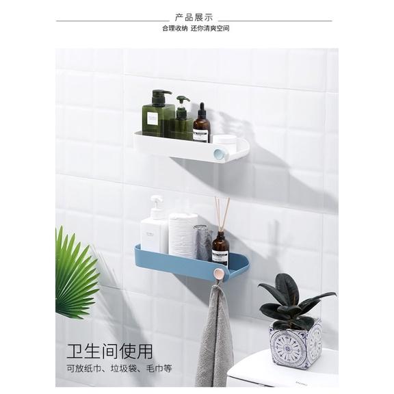 [BJ商城］台灣現貨🇹🇼 自主設計 圓素長方形置物架 北歐風 北歐色 免打孔衛生間浴室壁掛收納洗漱台 廁所-細節圖5