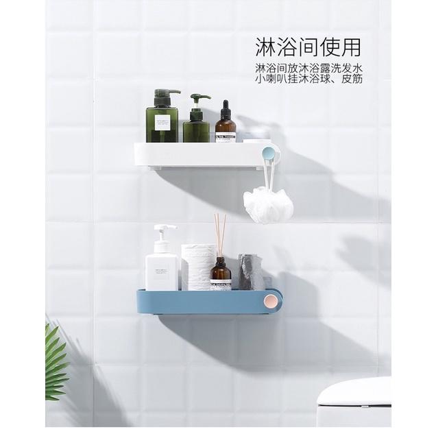 [BJ商城］台灣現貨🇹🇼 自主設計 圓素長方形置物架 北歐風 北歐色 免打孔衛生間浴室壁掛收納洗漱台 廁所-細節圖6