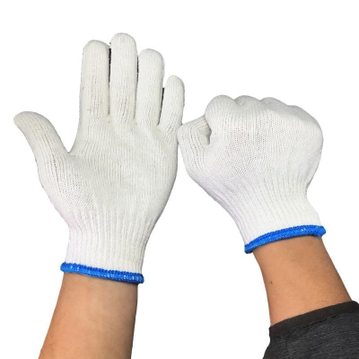 [BJ商城］台灣現貨🇹🇼 燈罩棉加厚線手套十針藍邊線手套 作業工作紗手套勞保手套