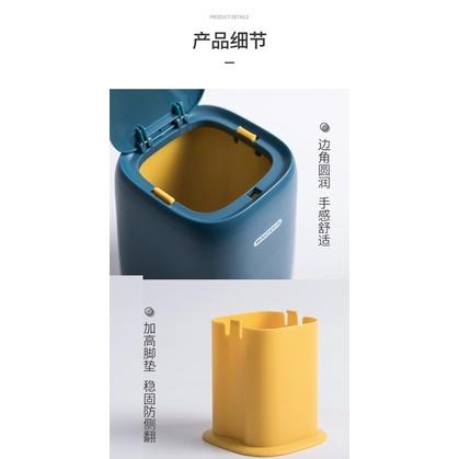 [BJ商城］台灣現貨🇹🇼北歐風 北歐色 桌面垃圾桶 按壓式 辦公室 化妝台客廳 家用 車上 迷你收納盒-細節圖4