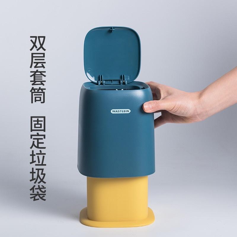 [BJ商城］台灣現貨🇹🇼北歐風 北歐色 桌面垃圾桶 按壓式 辦公室 化妝台客廳 家用 車上 迷你收納盒-細節圖8