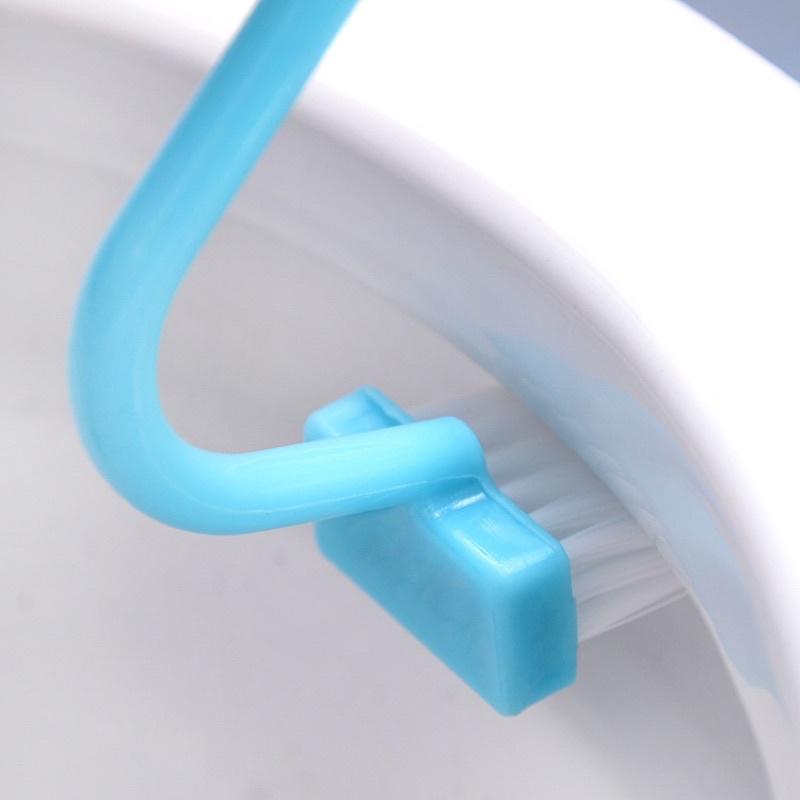 [BJ商城］台灣現貨🇹🇼 彎柄馬桶刷 清潔馬桶死角 清潔好輕鬆 V型彎柄馬桶刷 死角清潔刷 顏色隨機發貨-細節圖3