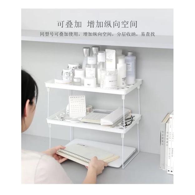 [BJ商城］台灣現貨🇹🇼桌面折疊收納架 簡約摺疊收納架 雜物置物架 可疊加 簡約風 可折疊-細節圖4