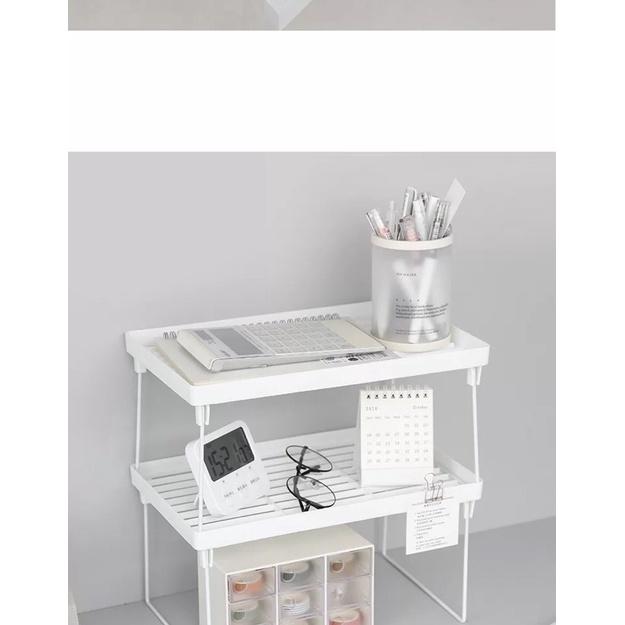 [BJ商城］台灣現貨🇹🇼桌面折疊收納架 簡約摺疊收納架 雜物置物架 可疊加 簡約風 可折疊-細節圖6