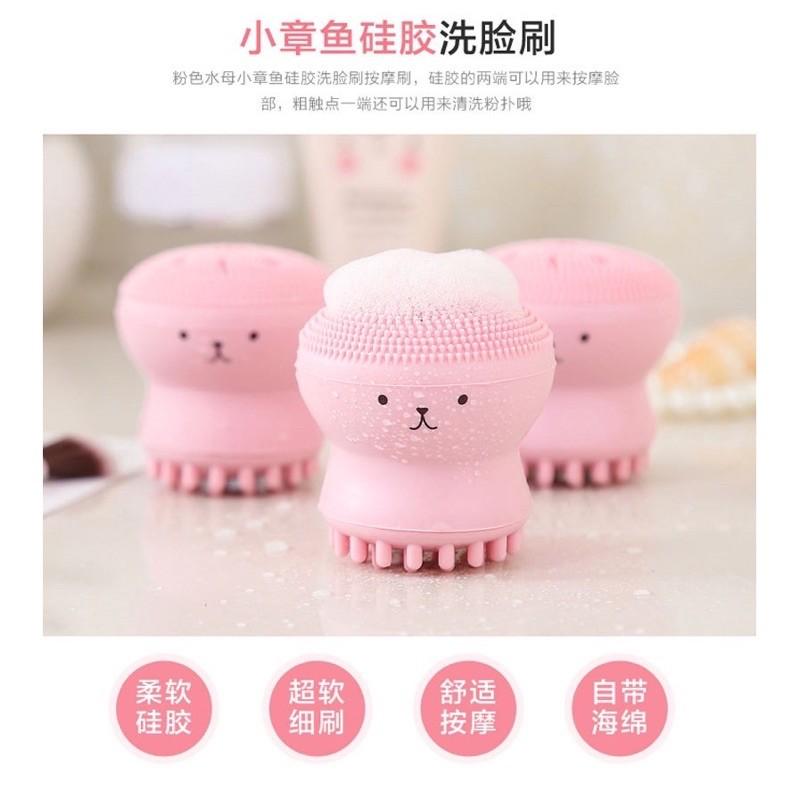 [BJ商城]✨現貨✨小章魚矽膠洗臉刷 雙頭清潔毛孔臉部黑頭 韓國潔面儀 手動矽膠洗臉神器 按摩刷粉撲刷 韓式水母洗臉刷-細節圖3