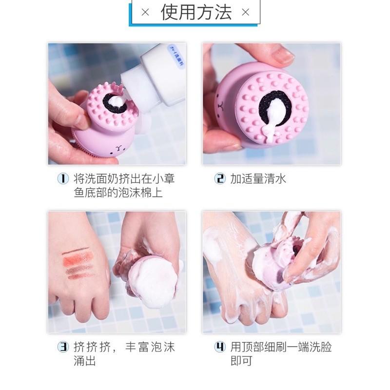 [BJ商城]✨現貨✨小章魚矽膠洗臉刷 雙頭清潔毛孔臉部黑頭 韓國潔面儀 手動矽膠洗臉神器 按摩刷粉撲刷 韓式水母洗臉刷-細節圖7