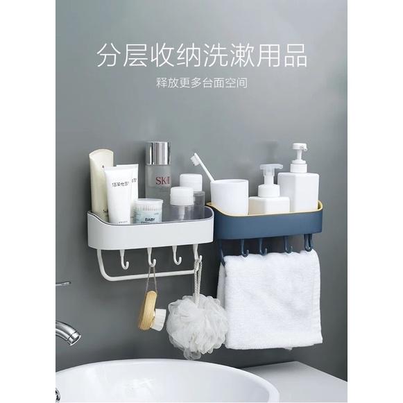 ［BJ商城］台灣現貨🇹🇼簡約北歐風收納置物架 浴室置物架 浴室收納架 置物架 收納架 無痕 浴室 廚房-細節圖2