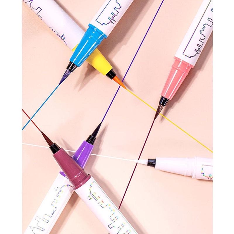 ［BJ商城］台灣現貨🇹🇼 minshzee茗希芝彩色眼線筆不暈染棕色紫色紅色防水持久白色眼線液-細節圖5