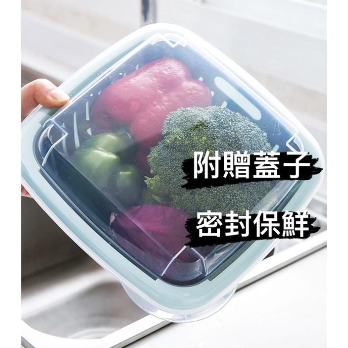 [BJ商城］台灣現貨🇹🇼北歐水果蔬菜瀝水籃 雙層洗菜籃 蔬果藍 洗菜藍 瀝水盆 廚房用品 居家用品 水果籃 廚具 洗菜盆-細節圖2