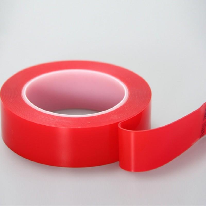 ［BJ商城］台灣現貨🇹🇼 壓克力雙面膠 美甲膠 耐溫亞克力泡沫棉膠帶 紅膜透明雙面膠帶-細節圖4