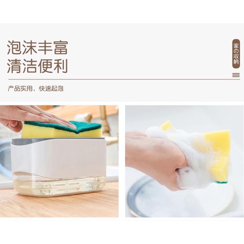 [BJ商城］台灣現貨🇹🇼 日本廚房按壓式出液盒百潔布清潔劑洗潔精洗碗刷鍋神器自動皂液盒-細節圖4