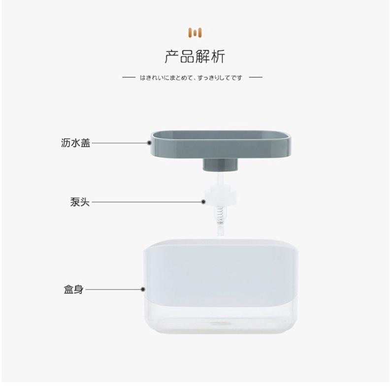 [BJ商城］台灣現貨🇹🇼 日本廚房按壓式出液盒百潔布清潔劑洗潔精洗碗刷鍋神器自動皂液盒-細節圖8
