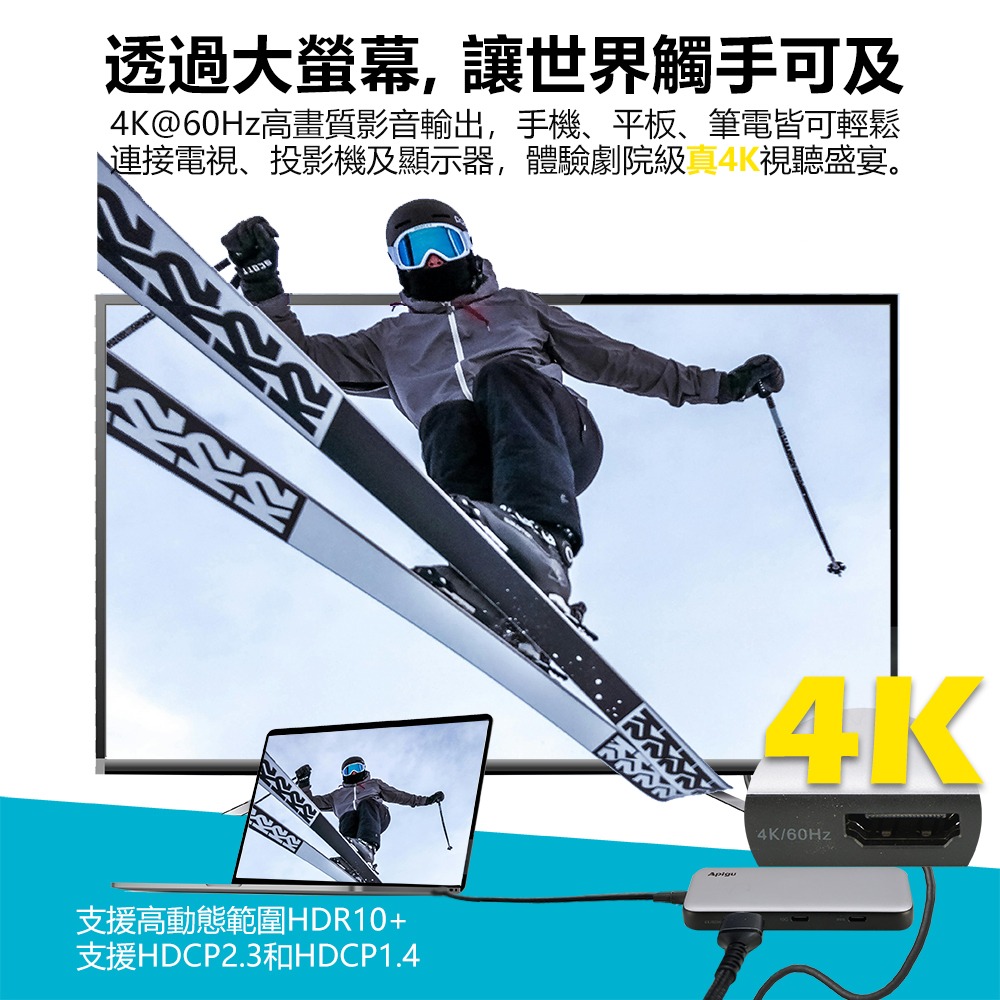 定余數位裝置 五~七合一 Hub集線器 4K高清 手機傳輸 100W快充 讀卡機-細節圖3