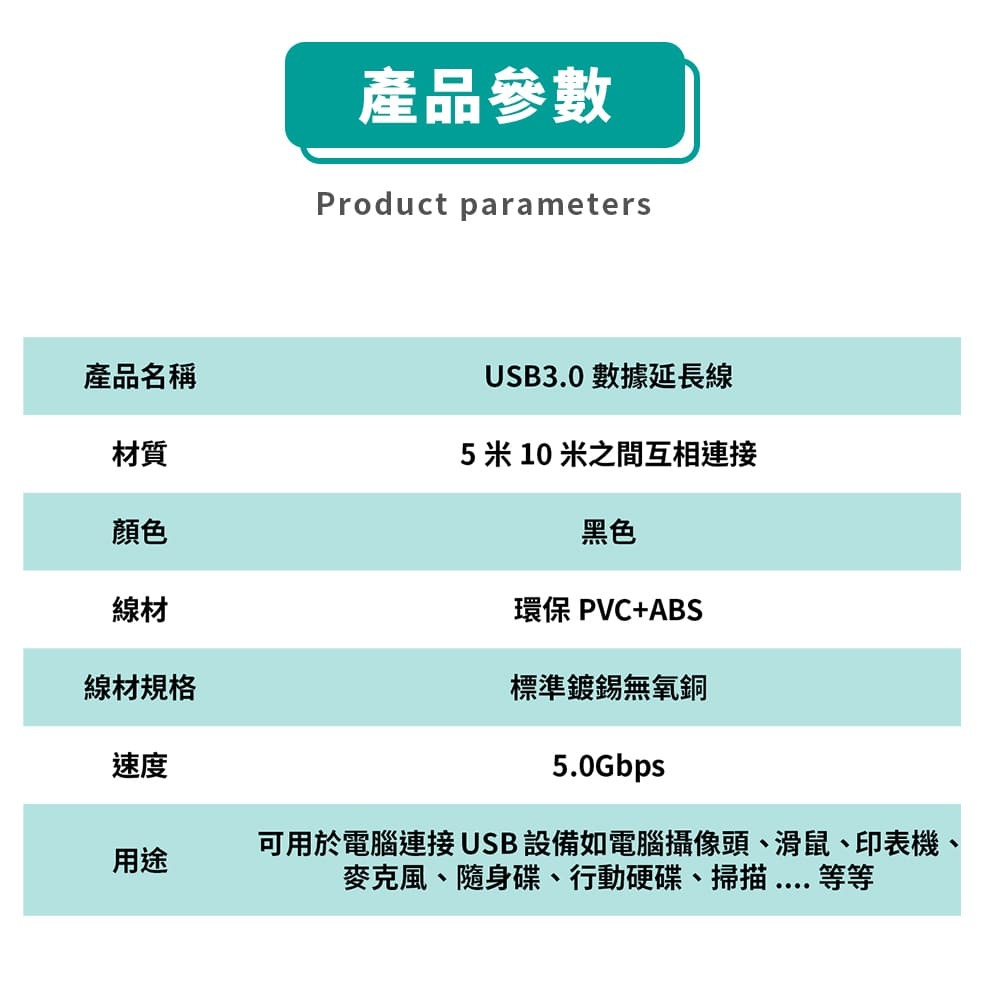 【定余數位裝置】USB3.0 信號放大延長線 延長線5米 延長線10米 數據傳輸 滑鼠 USBA公頭A母頭充電線-細節圖8