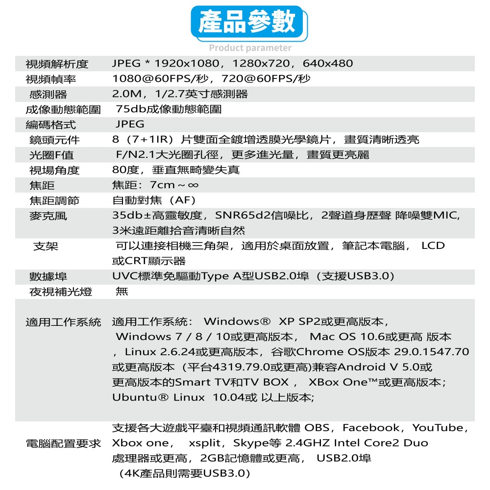 【台灣現貨AF926H】Webcam  直播 視訊鏡頭 攝影機 網路攝影機 電腦鏡頭  自動對焦 60FPS-細節圖11