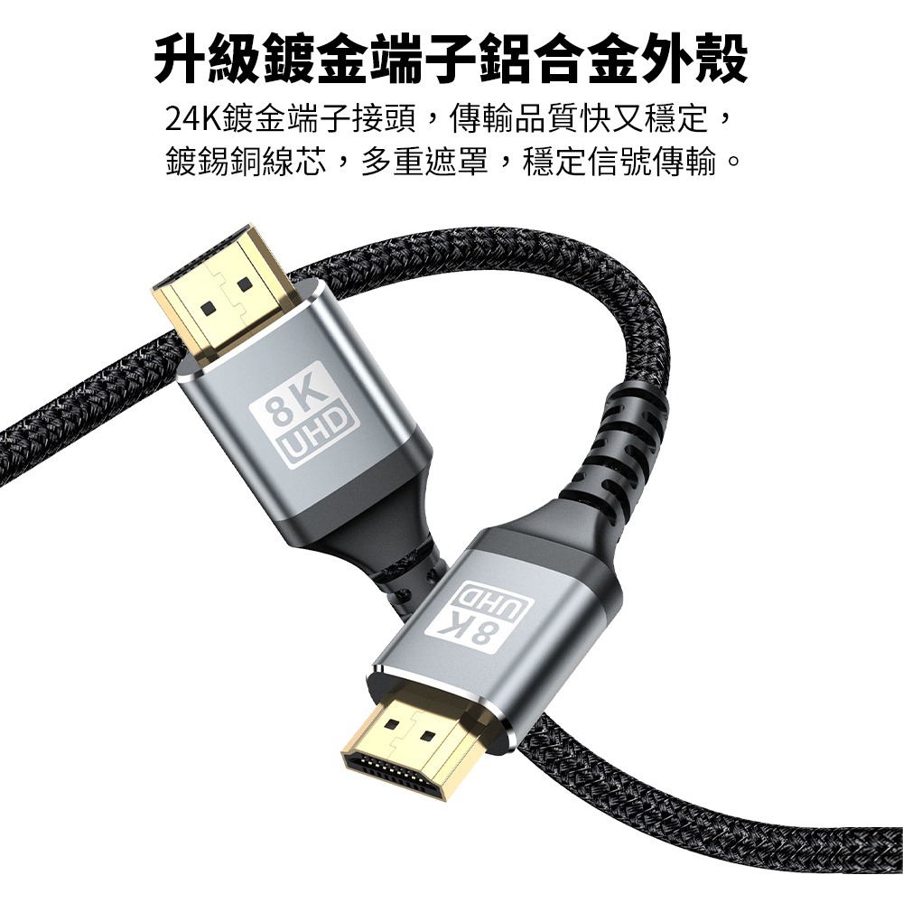 【Apigu谷德】 協會認證8K HDMI2.1 2公尺 公對公接頭 超高清畫質影音-細節圖9